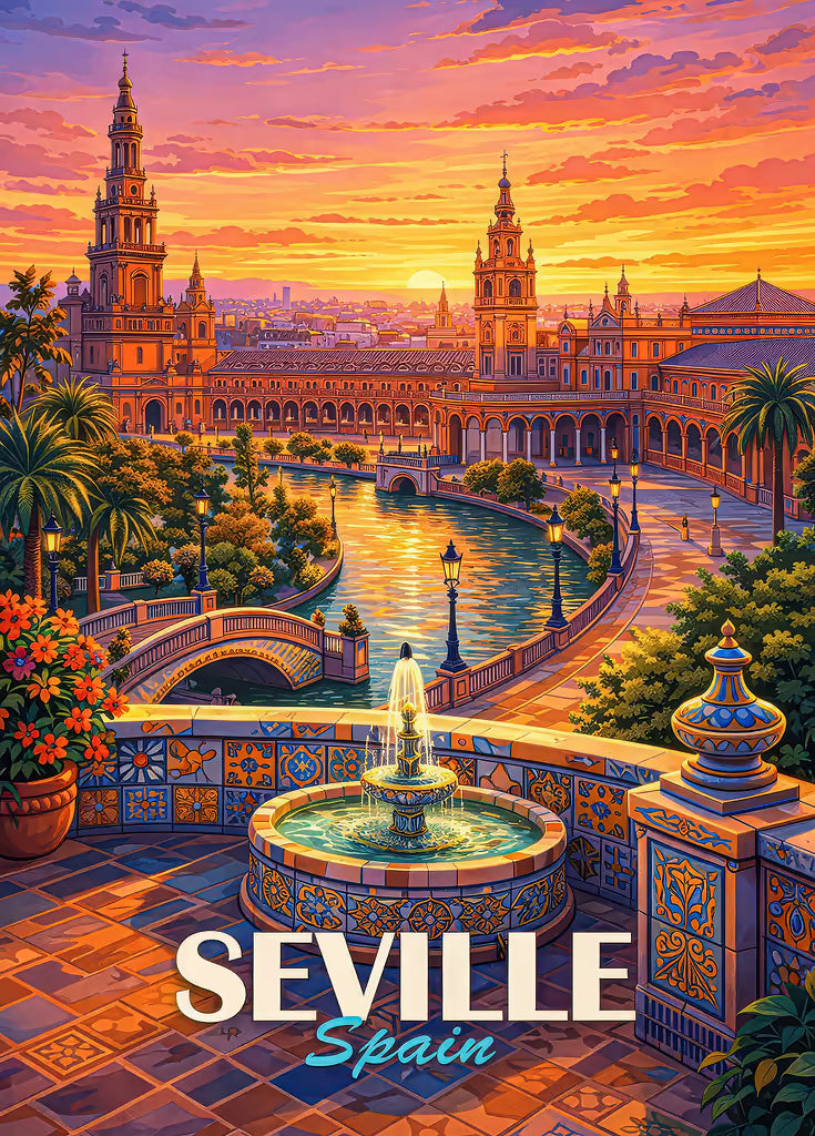 Seville Spain Travel Poster metal poster artwork