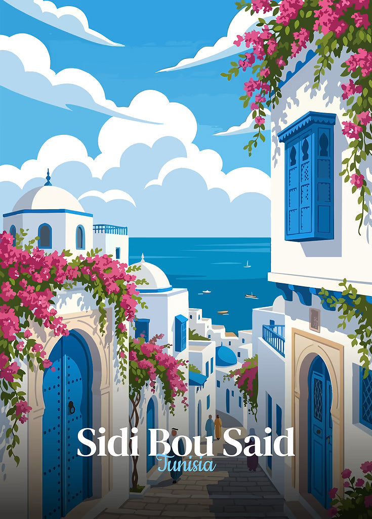 Sidi Bou Said Tunisia Travel Poster metal poster artwork