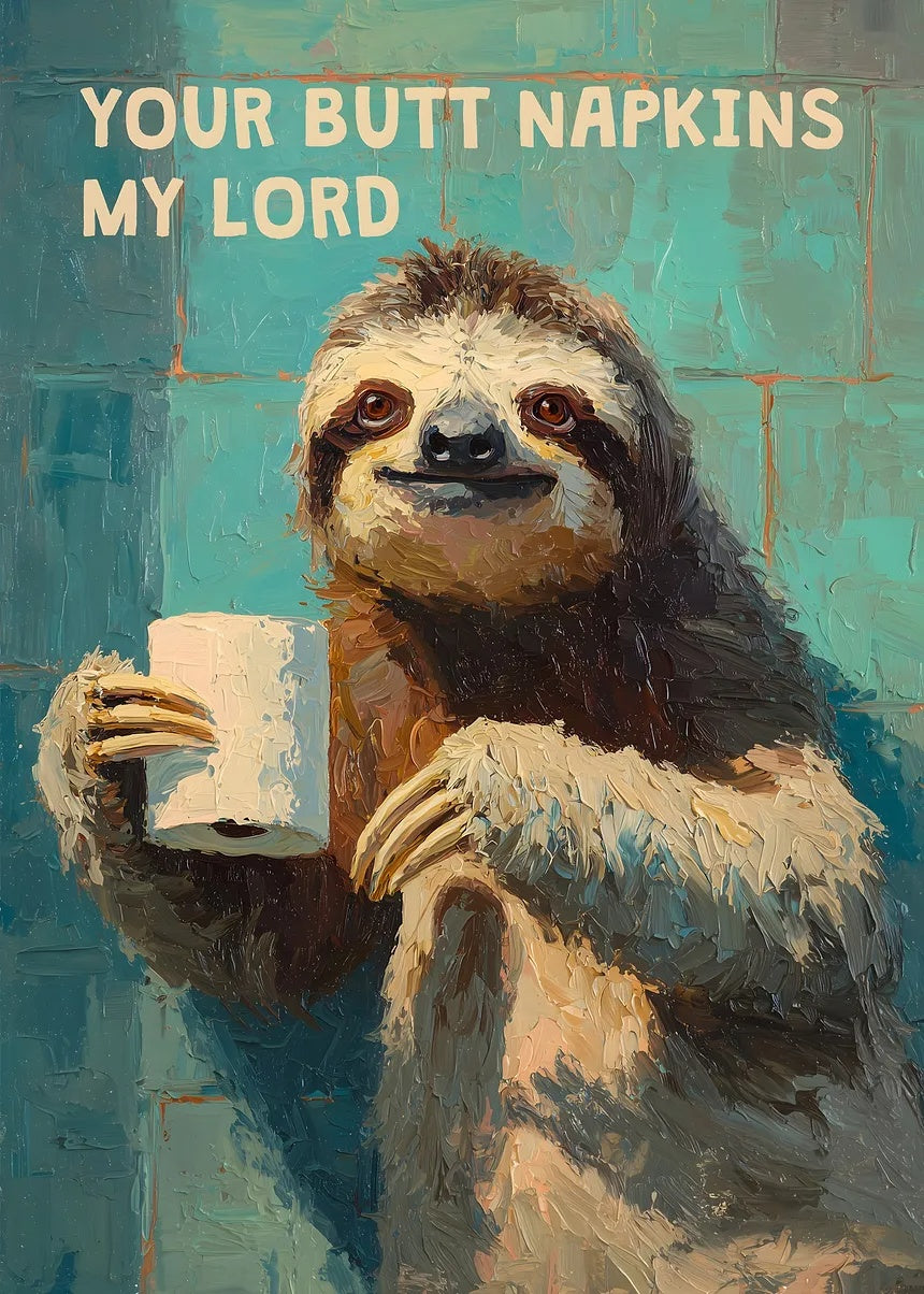 Sloth Your Butt Napkins metal poster artwork