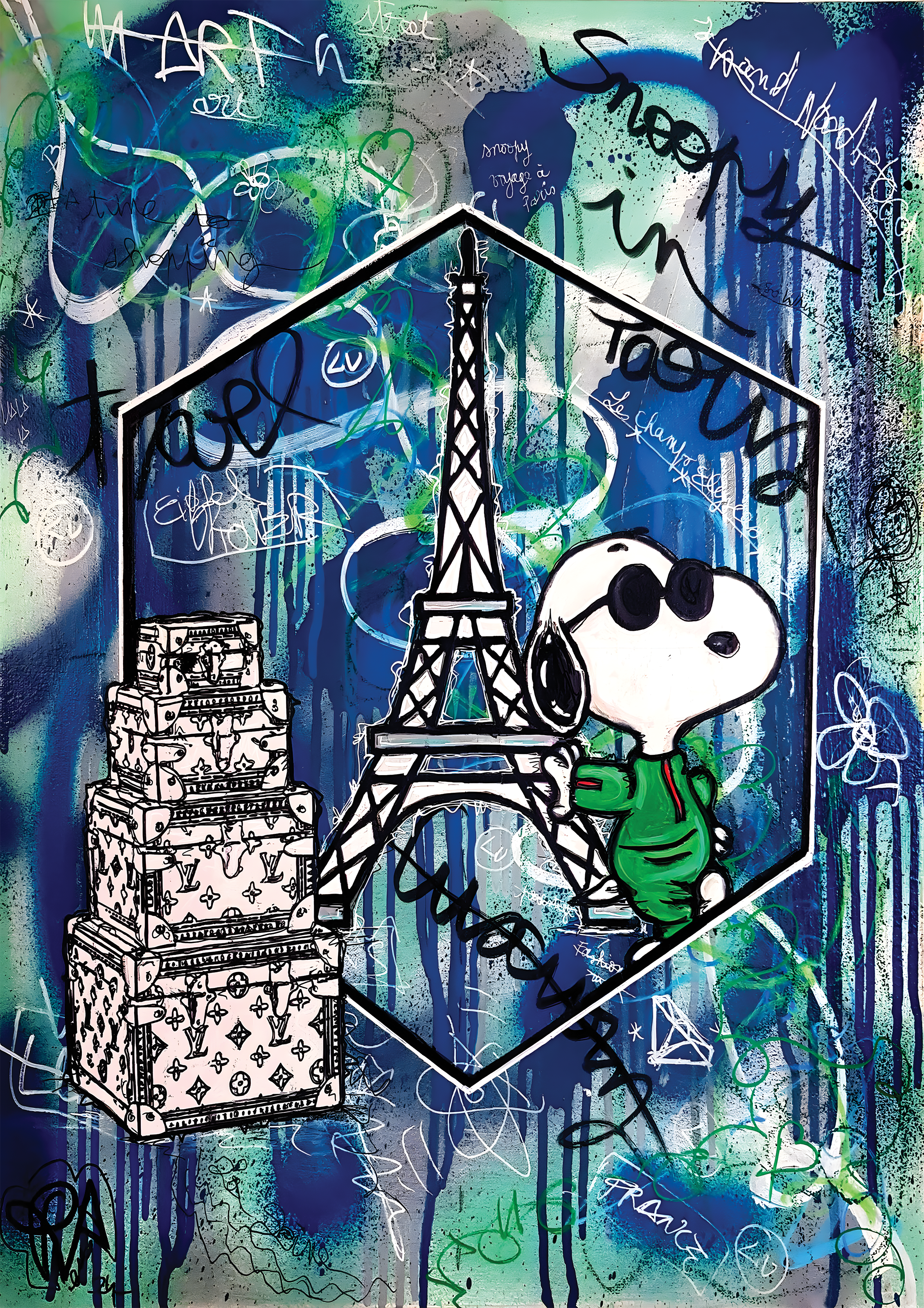 Snoopy Graffiti Paris metal poster artwork