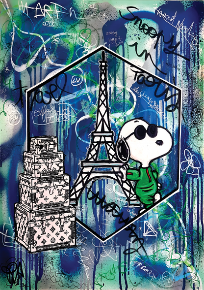 Snoopy Graffiti Paris metal poster artwork