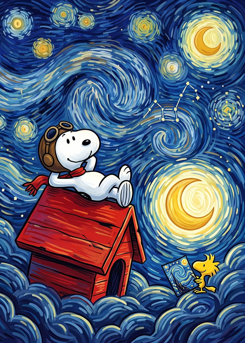 Snoopy Starry Night metal poster artwork