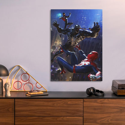 Spider-Men vs Venom metal poster