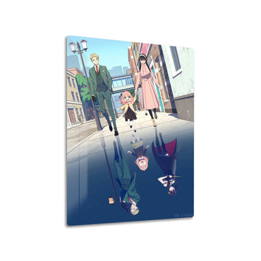Spy x Family Reflections metal poster on living room wall