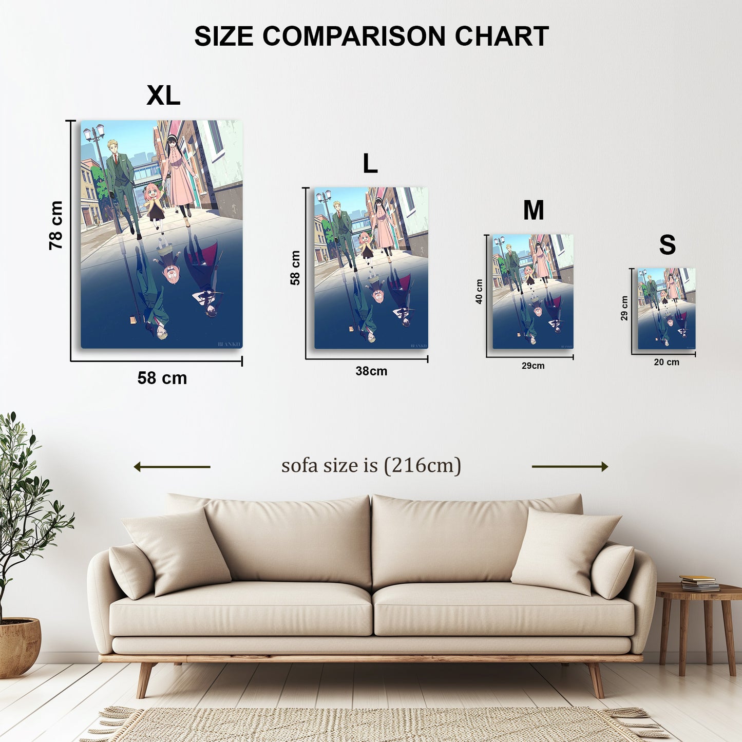 Spy x Family Reflections metal wall art in styled room setting