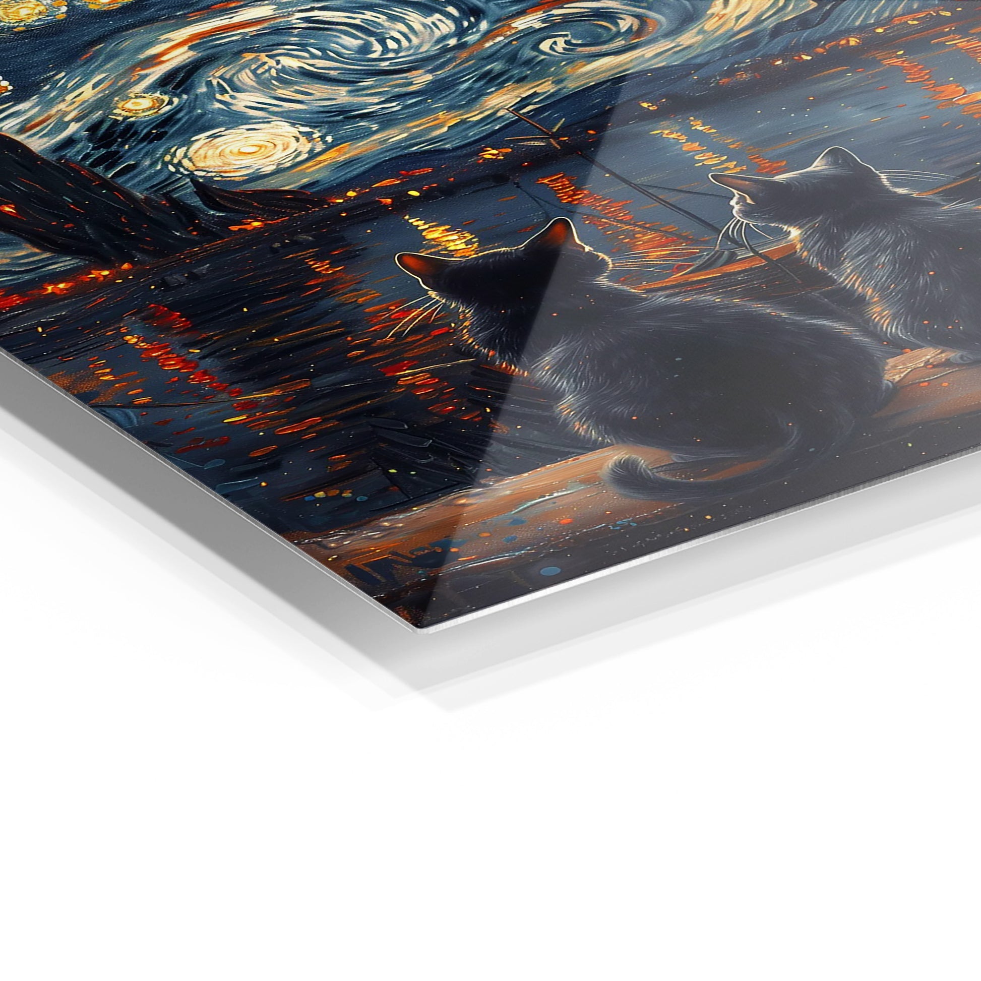 Starry Night Cats metal wall art in a modern interior