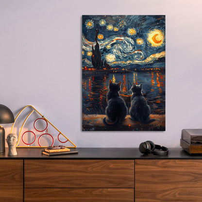 Starry Night Cats metal poster size comparison