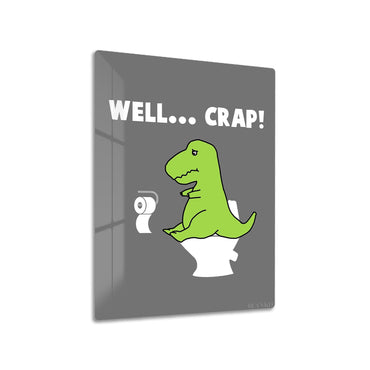 T-Rex Toilet Trouble metal poster on living room wall