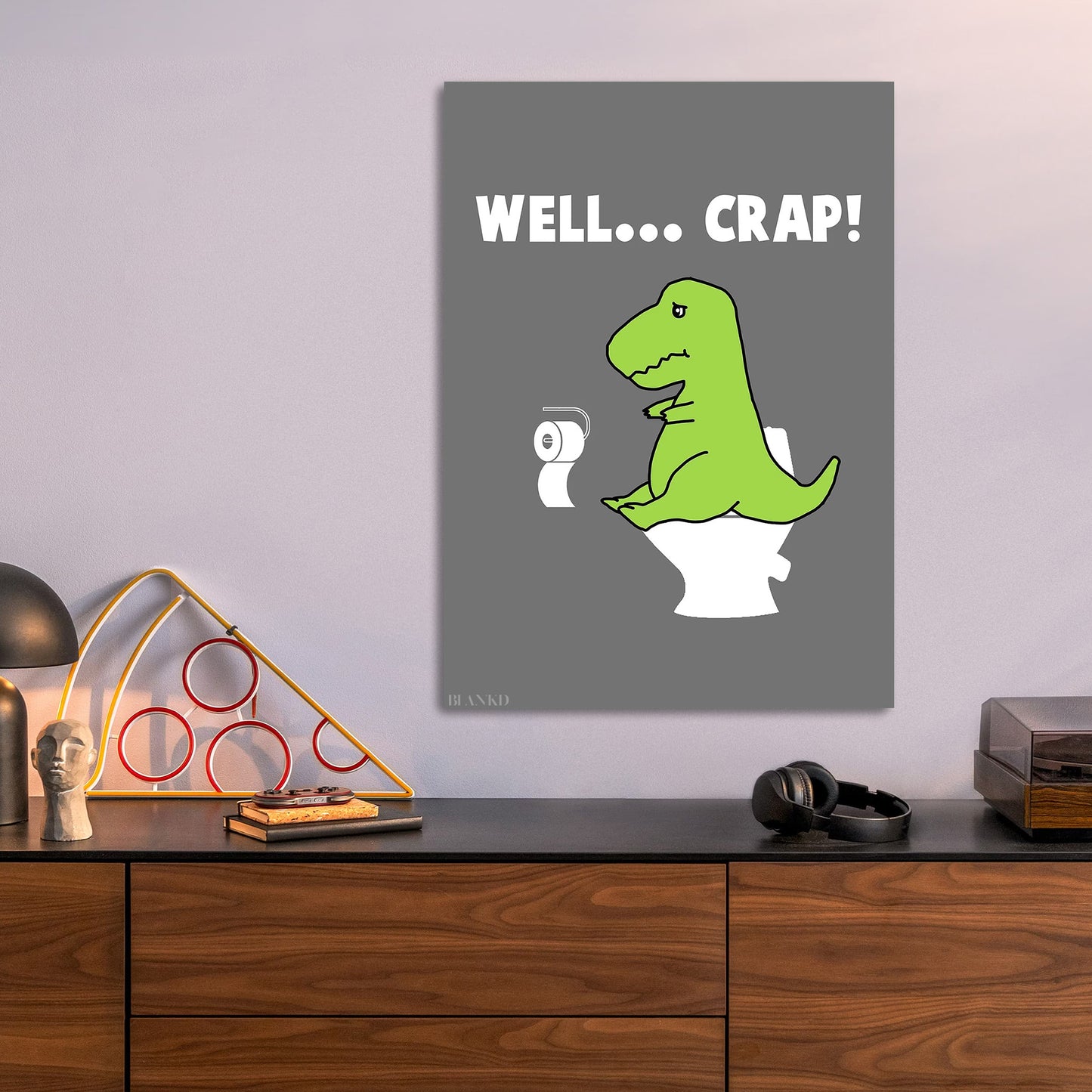T-Rex Toilet Trouble metal poster size comparison