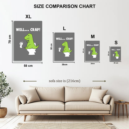 T-Rex Toilet Trouble metal wall art in styled room setting