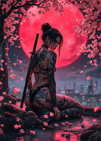 Blood Moon Warrior metal wall art