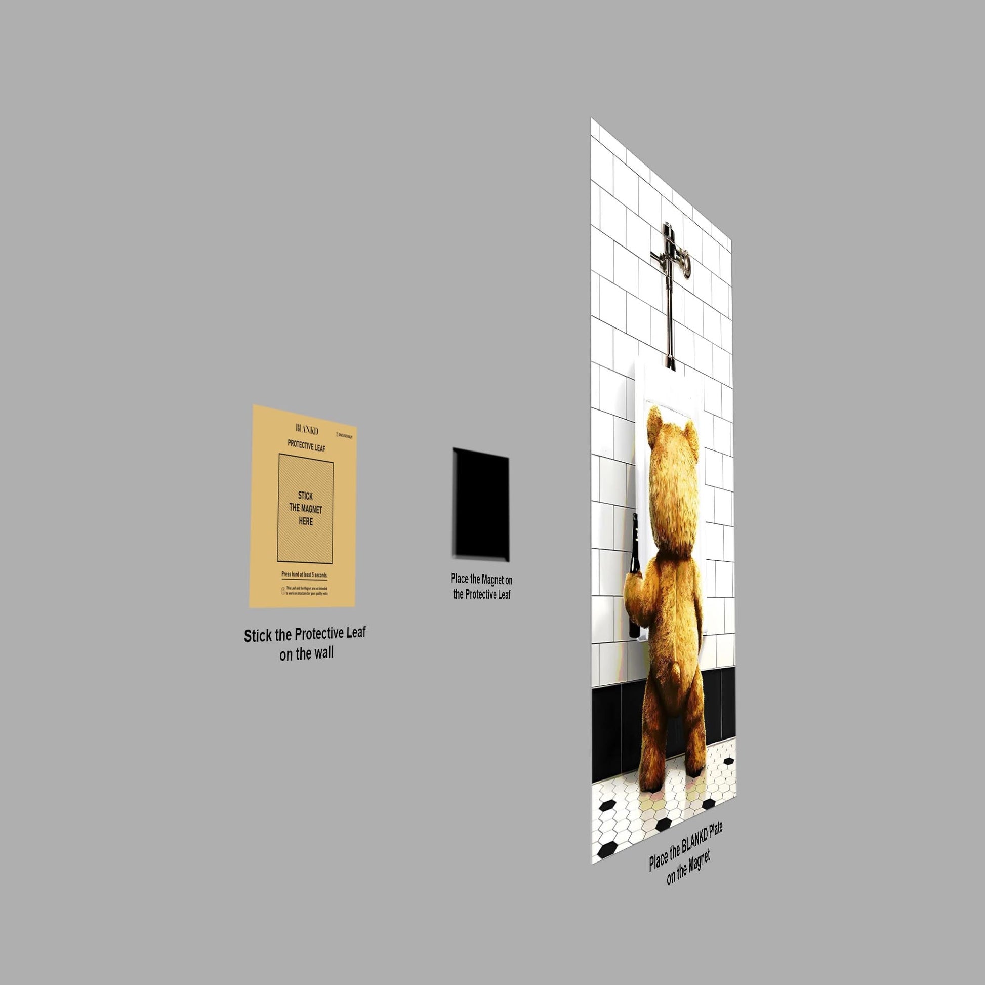 Teddy Bear at Urinal metal poster