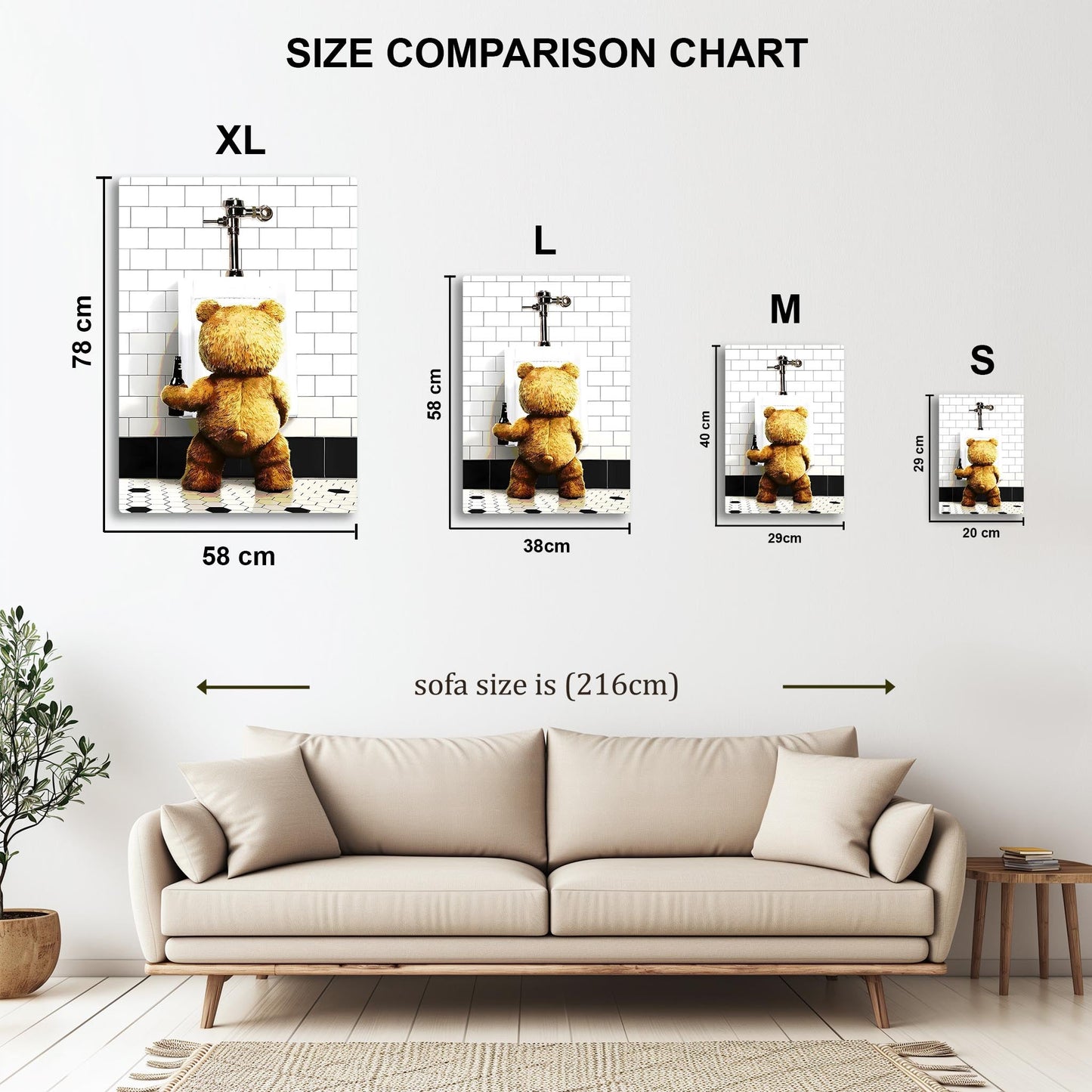 Teddy Bear at Urinal metal poster