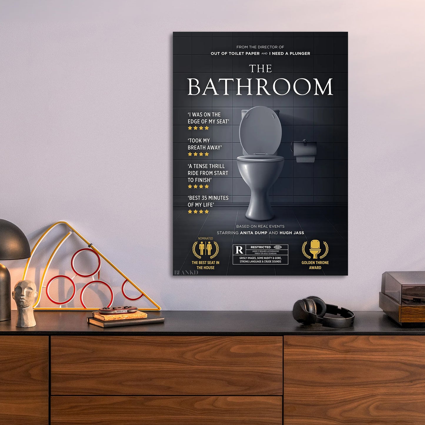 The Bathroom metal poster size comparison