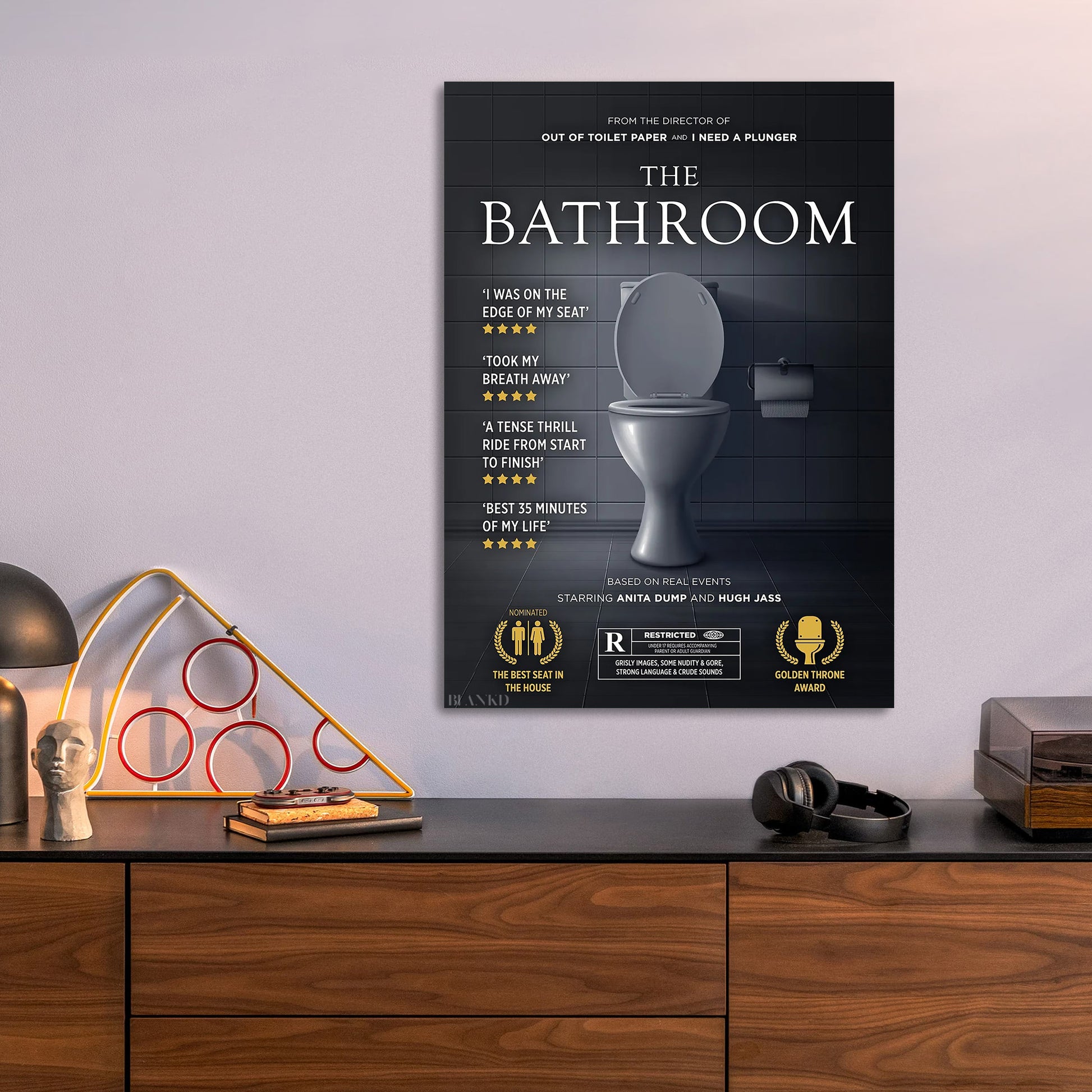 The Bathroom metal poster size comparison