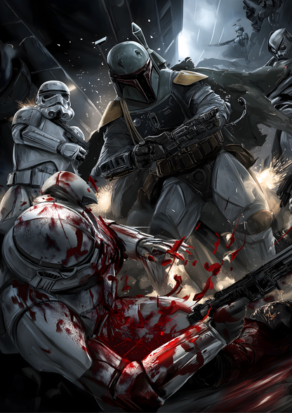 The Mandalorian vs Stormtrooper metal poster artwork