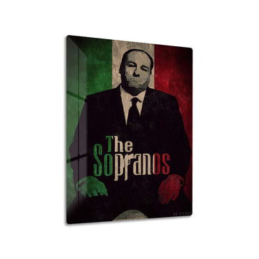 The Sopranos metal poster on living room wall