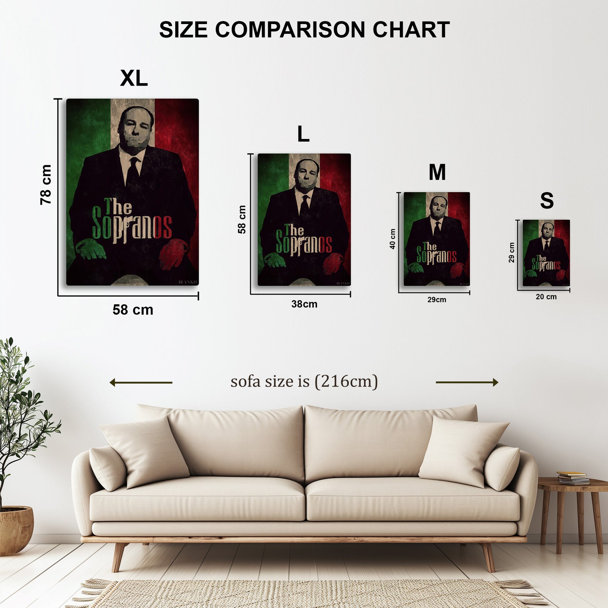 The Sopranos metal wall art in styled room setting