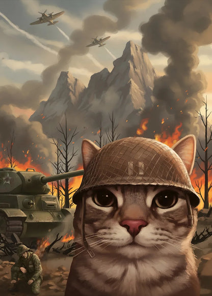 Thousand Yard Stare Cat metal poster artwork