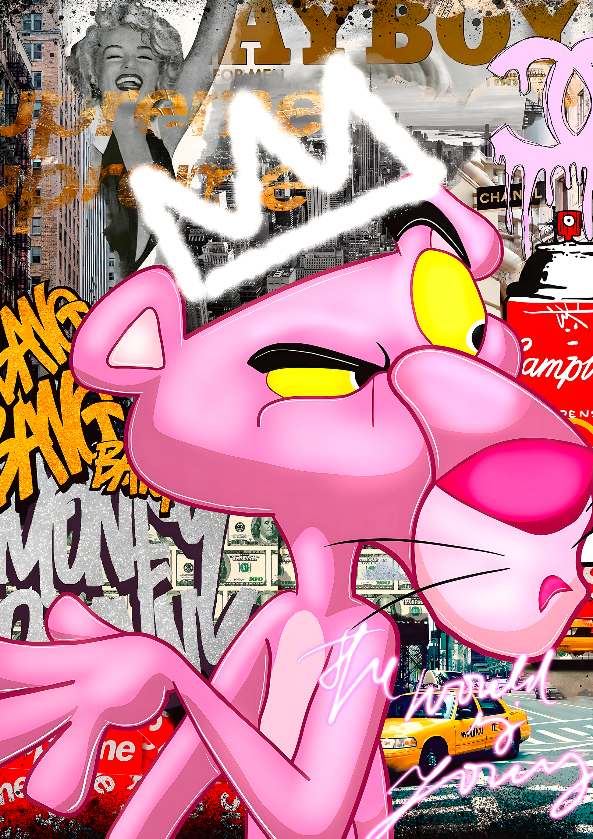 The World is Yours Pink Panther metal poster artwork