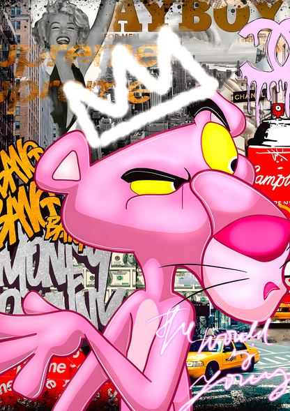The World is Yours Pink Panther metal poster artwork