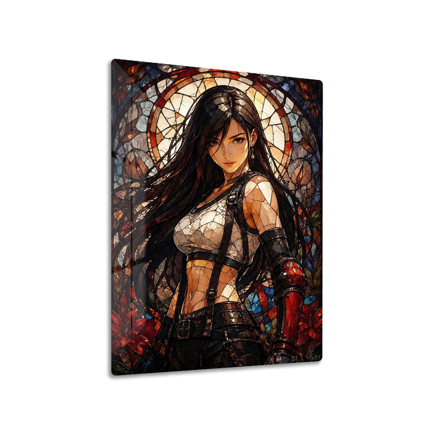 Tifa Lockhart metal poster on living room wall