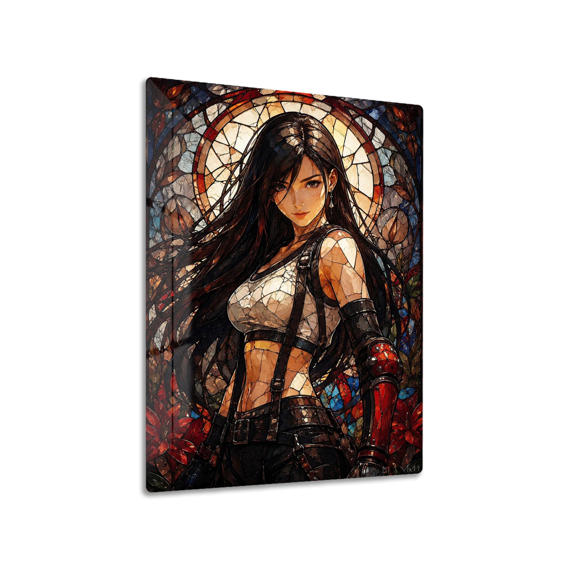 Tifa Lockhart metal poster on living room wall