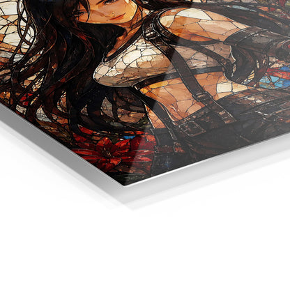 Tifa Lockhart metal wall art in a modern interior