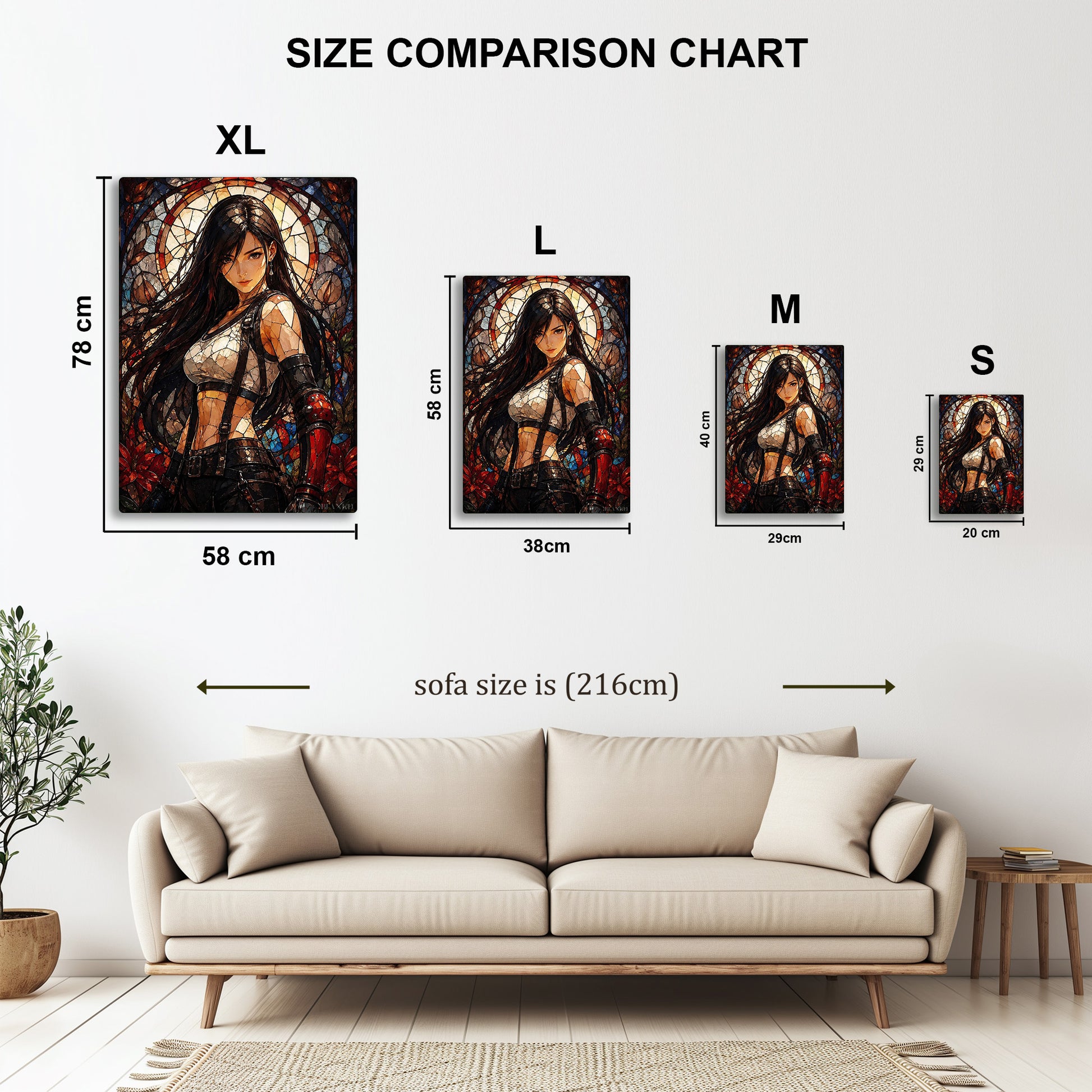 Tifa Lockhart metal wall art in styled room setting