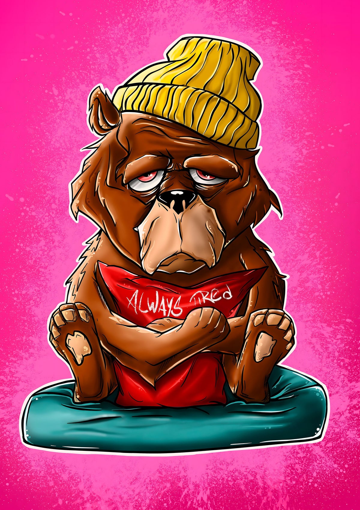 Tired Bear Illustration metal poster artwork