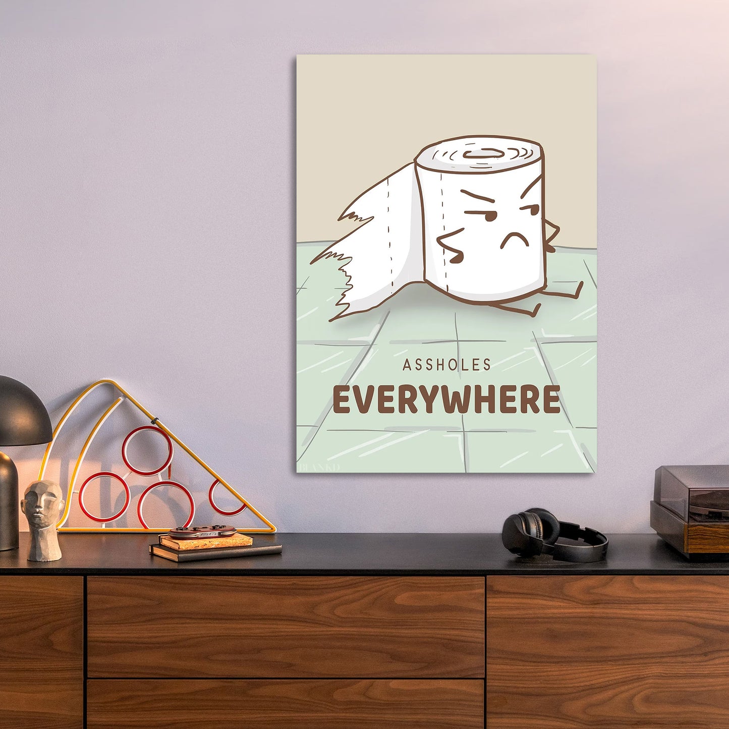 Assholes Everywhere metal poster size comparison