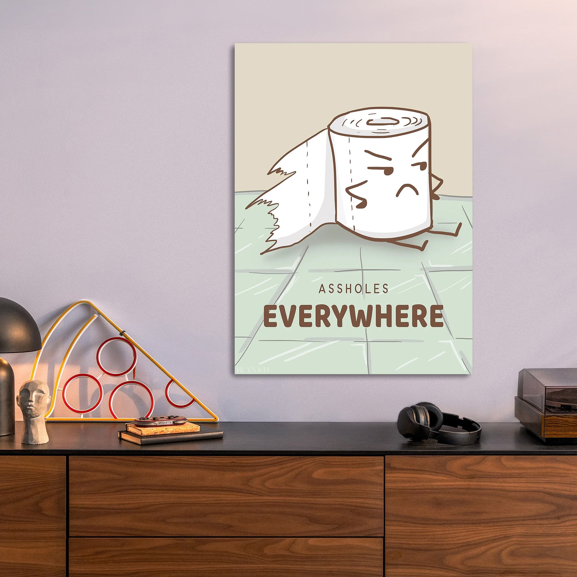Assholes Everywhere metal poster size comparison