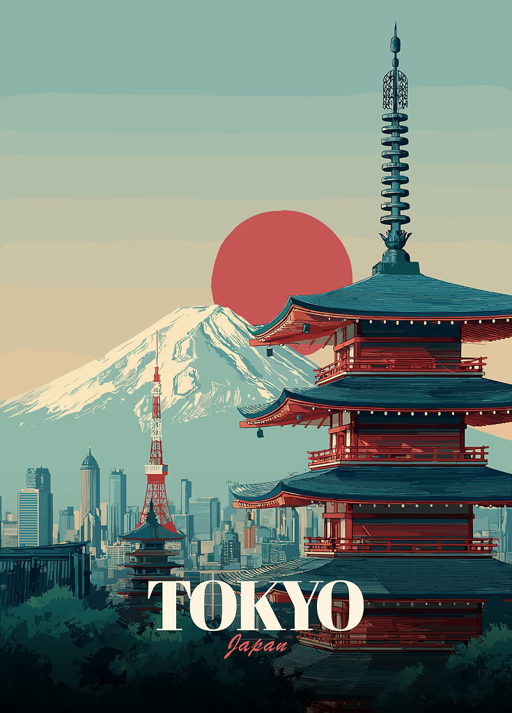 Tokyo Japan Travel Poster metal poster artwork