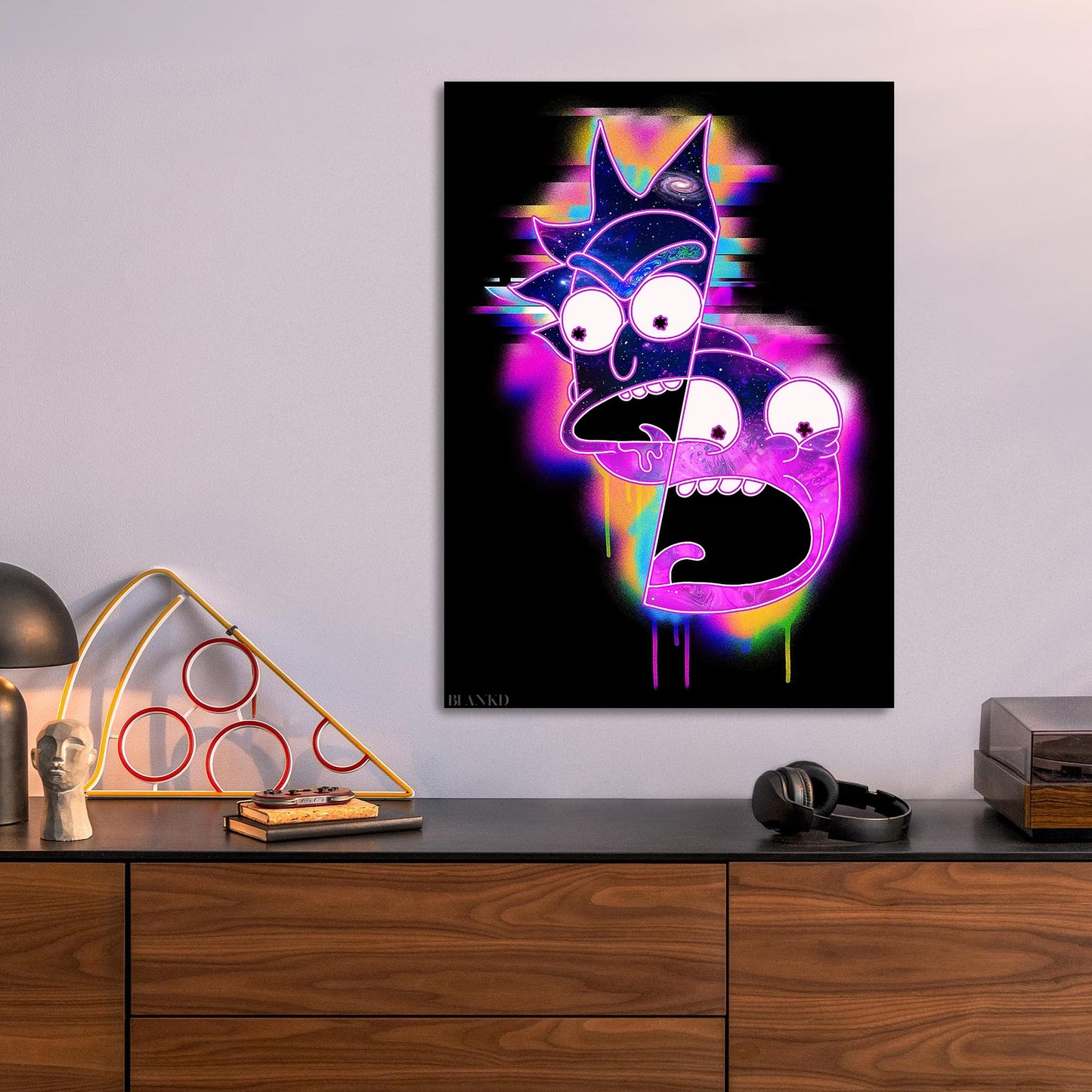 Vaporwave Rick and Morty metal poster