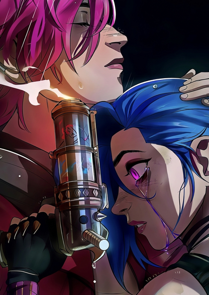 Vi and Jinx metal wall art