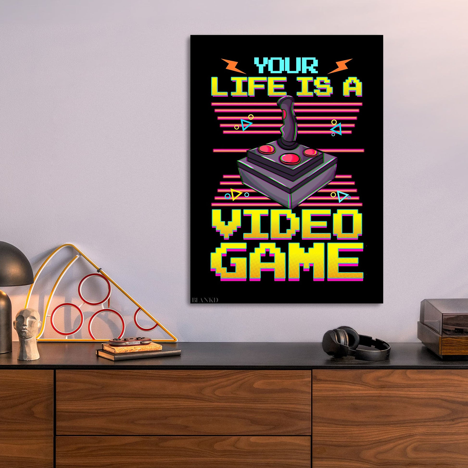 Video Game Joystick metal poster size comparison