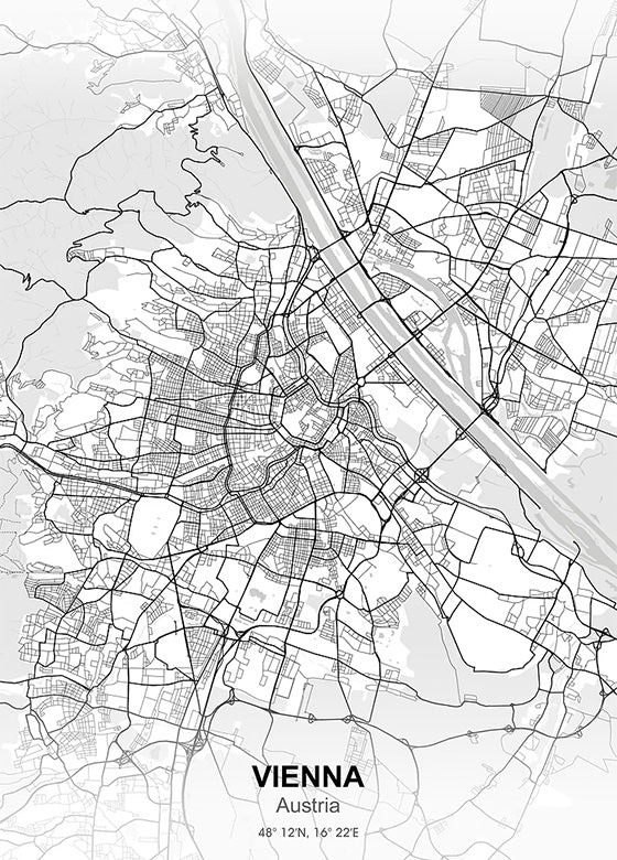 Vienna City Map metal poster artwork
