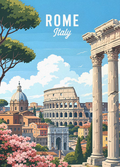 Vintage Rome Travel Poster metal poster artwork