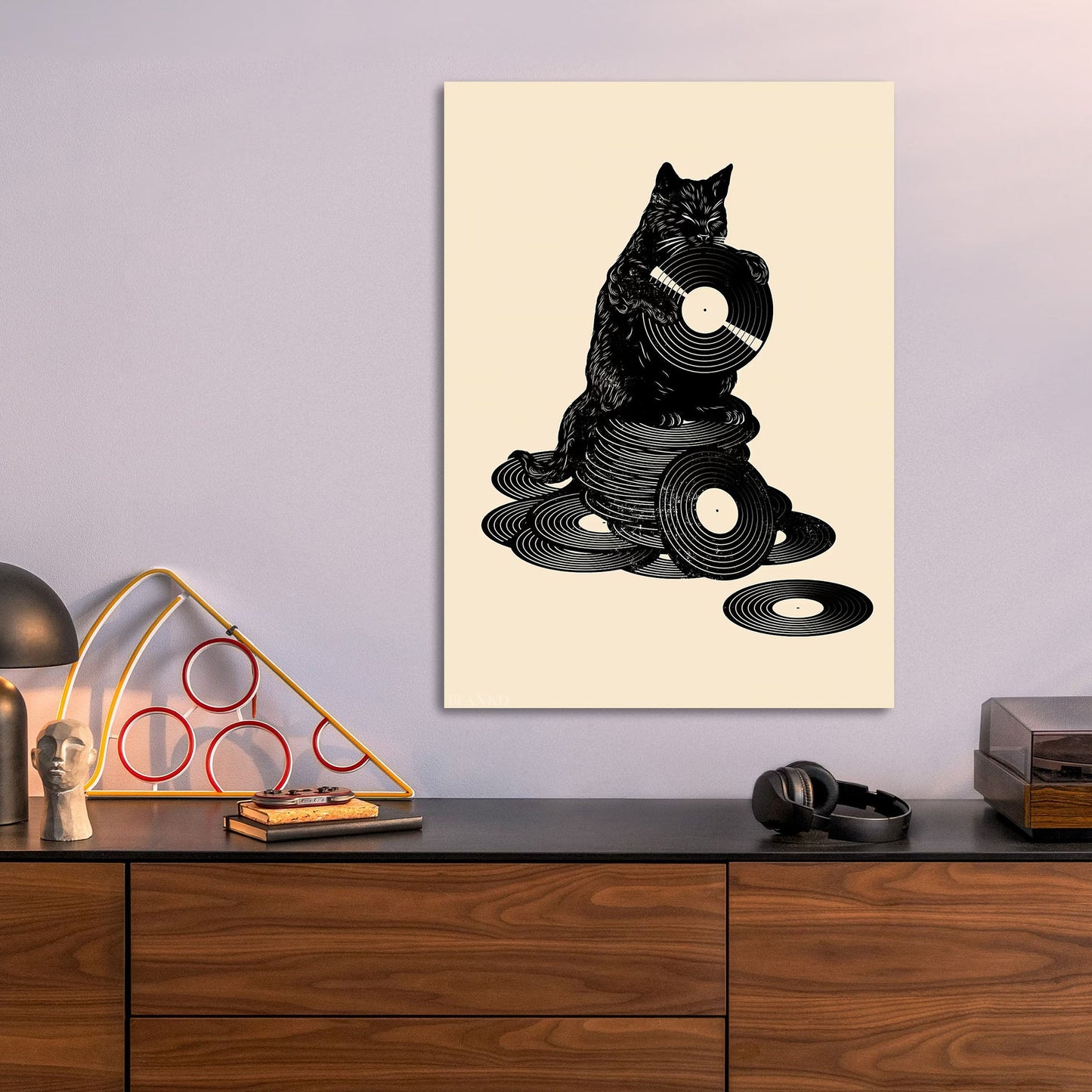 Vinyl Cat Retro Music