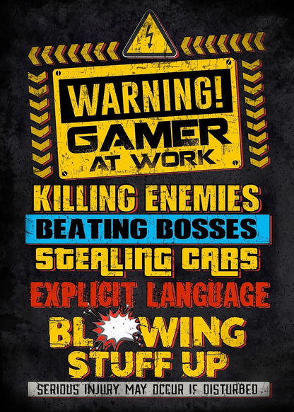 Gamer At Work metal poster artwork