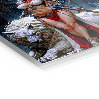 Warrior and Lion metal wall art in a modern interior