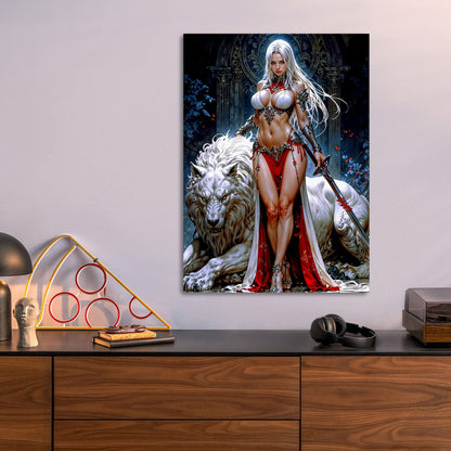 Warrior and Lion metal poster size comparison