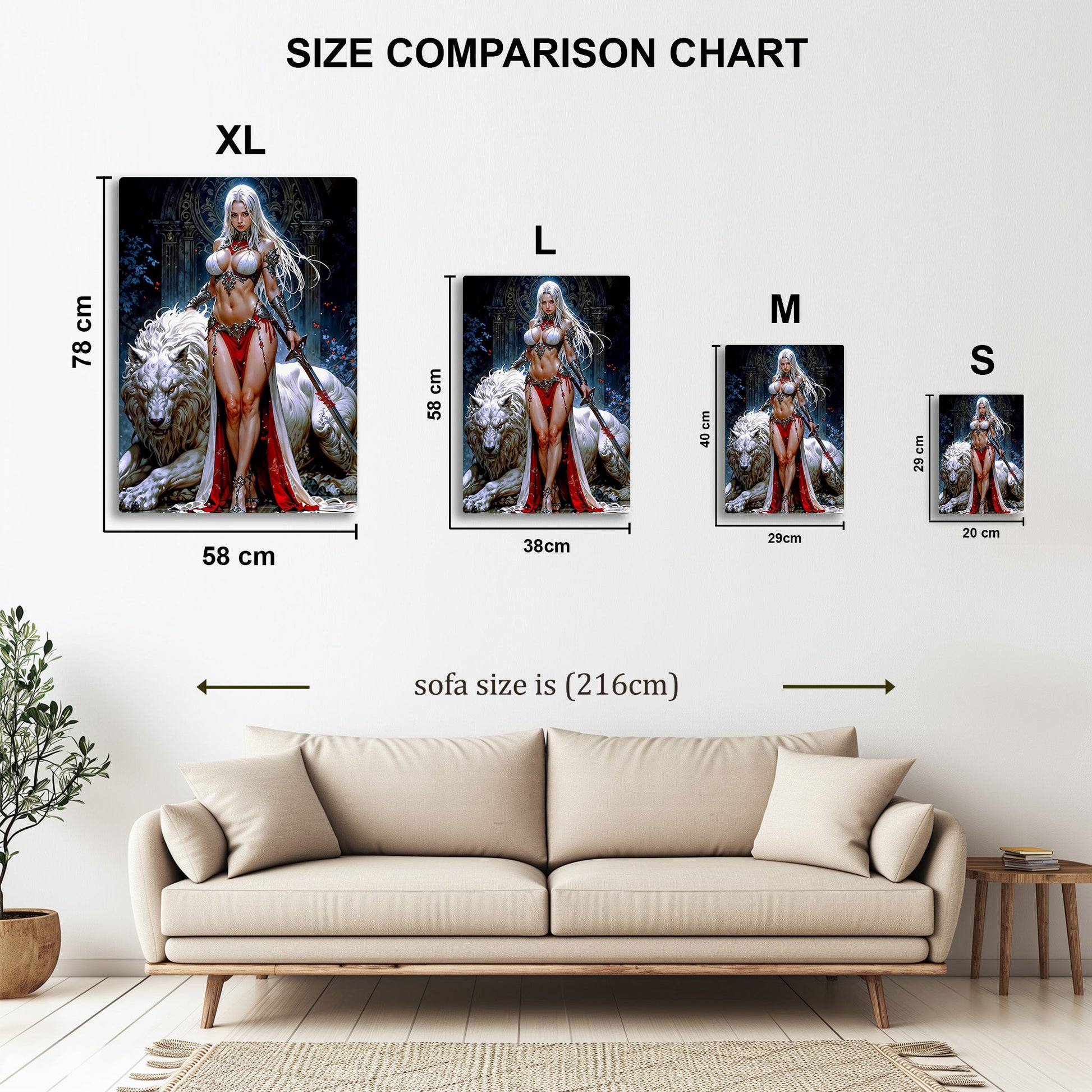 Warrior and Lion metal wall art in styled room setting