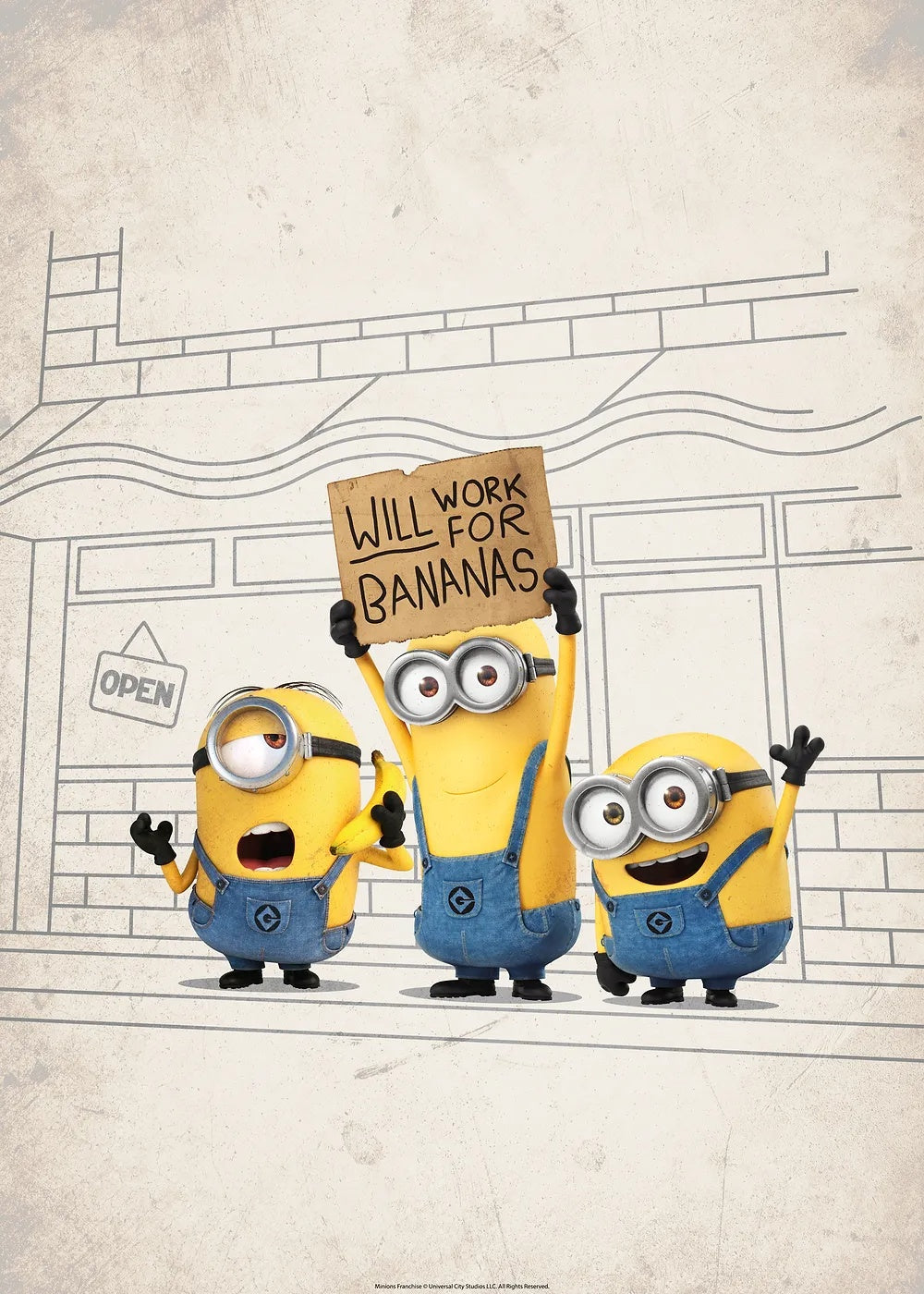Will Work For Bananas metal poster artwork