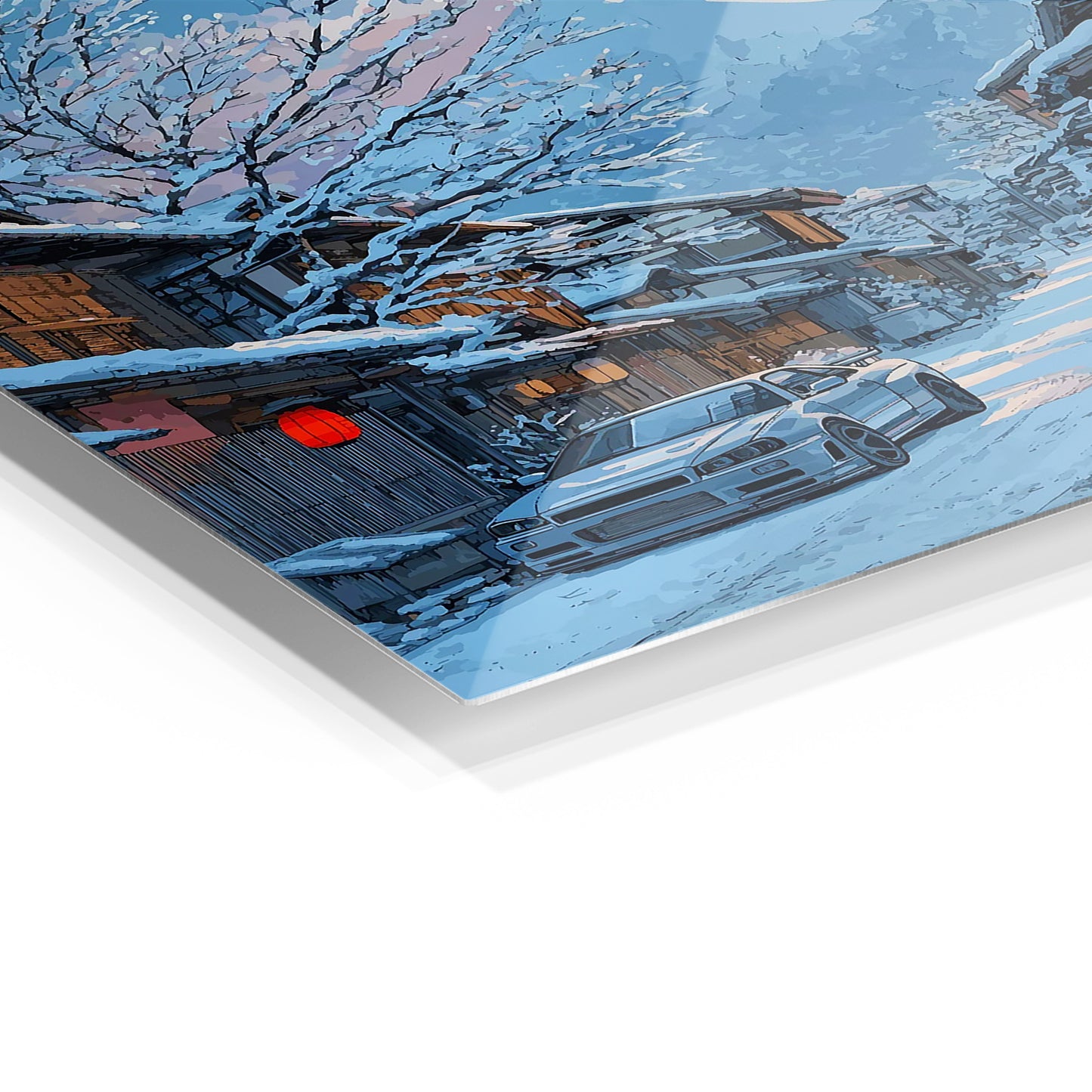 Winter Japanese Street metal wall art in a modern interior
