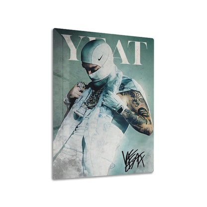 Yeat metal poster on living room wall