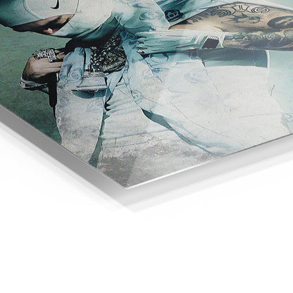 Yeat metal wall art in a modern interior