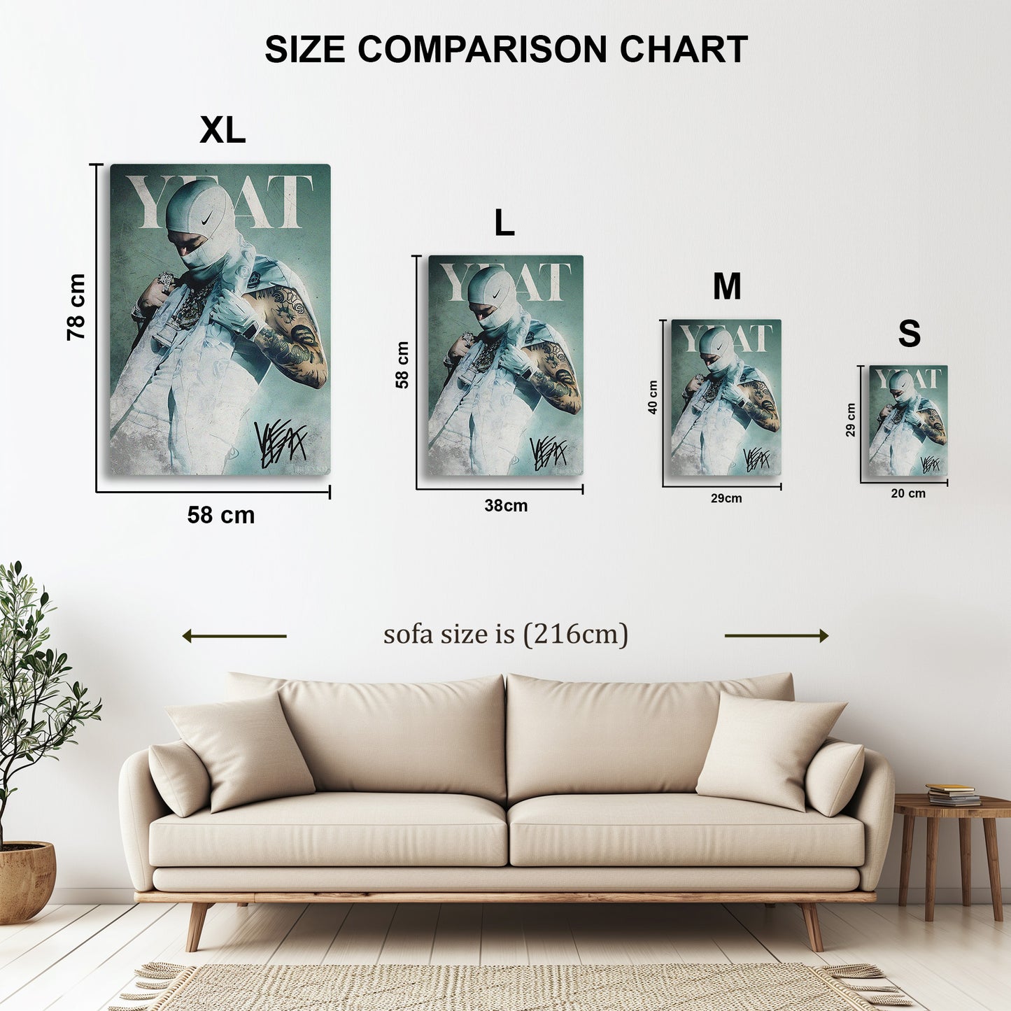 Yeat metal wall art in styled room setting