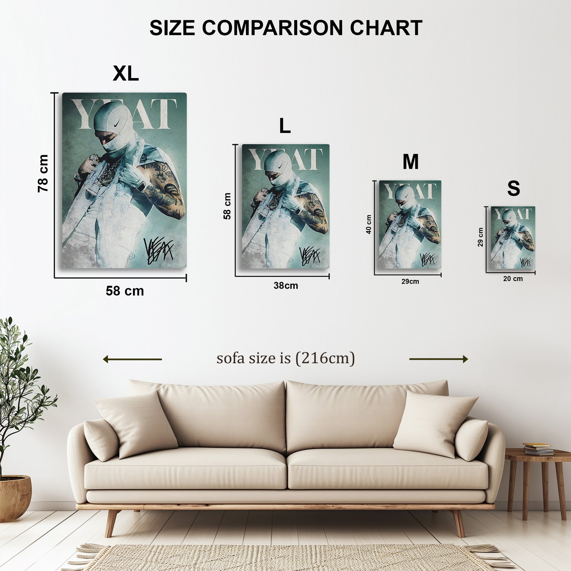 Yeat metal wall art in styled room setting