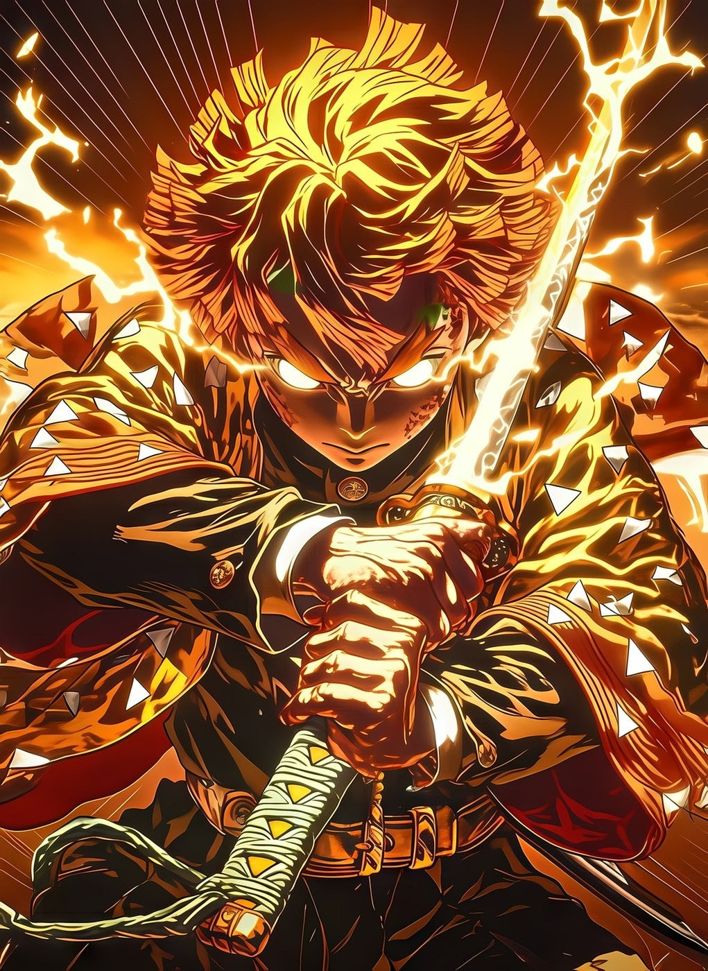Zenitsu Agatsuma Electrified metal wall art